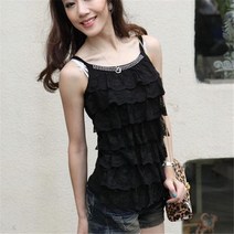 여름 여성 레이스 끈나시 큐빅 슬림핏 빅사이즈 민소매 블라우스 나시티 티셔츠 상의 A88