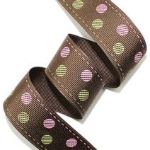 리본벨리 2도 골직 땡땡이 15mm/25mm 16yd 선물 포장 리본 공예 DIY, 25mm, 밤색