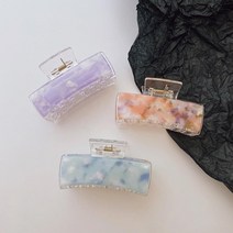 과세 정장룩 마블 자개 헤어 집게핀 8cm 사각 프랑스핀