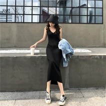 뉴욕멋쟁이 아인 민소매 니트원피스 여성 골지원피스