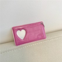 포토북제작 포카바인더 띠부씰 셀프 포토북 콜렉트 귀여운 홀더 심장 중공 카드 보호 체인, 짙은 분홍색