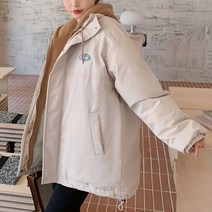 스타일아유 여자 겨울 아우터 캐주얼 고퀄리티 배색 후드 집업 야상 루즈핏