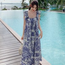 휴가 해변 프릴 원피스 셔링 비치룩 미니원피스 롱원피스