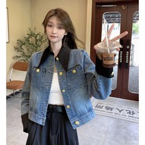 여성트위드자켓 모직자켓 접합 데님 외투녀 디자인 감각 튀김거리 캐주얼 재킷 패션녀