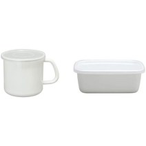 일본 법랑 노다호로 원형 손잡이 저장용기 밀폐용기, L + 스토커+렉탱글 깊은 S, 1개