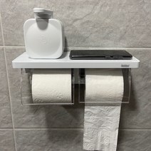 손할매 무타공 접착식 욕실 물튐방지 강력흡착 휴지걸이 2칸(30182) 화이트