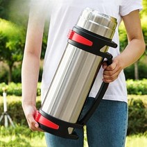 보온 죽통 스테인리스 물통 보냉병 물병 대용량 대형 보온병 휴대용 여행 주전자 야외 1 2 3 4 5 L 리터, 1200ML블랙[2캐티오브워터]프리스트랩