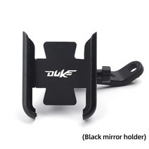바이크부품 ktm duke 125 200 390 690 790 오토바이 cnc 알루미늄 휴대 전화 홀더 gps 내비게이터 미러 핸들 바 브래킷 액세서리, 검은 거울 홀더