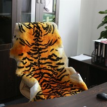 진짜 양피 통 일체형 호피 무늬 러그 미니 양탄자