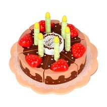 모형 케이크 생일 파티 촬영 소품 어린이용 목제 교육 장난감 시뮬레이션 DIY 모델 주방 가상 놀이 과일 절단 음식 어린이 선물, 1.Cake Toy