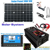 6000W 태양 전지 패널 키트 광 발전 시스템 12VTo 220V 배터리 충전기인버터 충전기 컨트롤러 세트RV 여행 트레일러 캠핑, 03 Black -12V to 110V