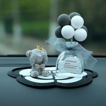 차 향수 풍선 확향석 곰돌이 자동차 진열장 귀여운 만화 창의 디퓨저 차 안 액세서리 진열장, 1 건, 회색 곰돌이 회색 풍선 디퓨저병 동백꽃받침 오일 배달