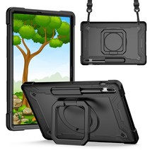 스냅케이스 갤럭시탭 S8플러스 S7플러스 FE 스퀘어 스트랩 아머 케이스, 블랙