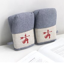 제과제빵 홈베이킹 고온 오븐요리장갑 주방 냄비 조리 부엌 뜨거운 안전, 네이비 자수