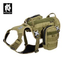 Winhyepet 개 하네스 애완 동물 야외 스트랩 3M 반사 다시 슬립 조끼 통기성 메쉬 라이닝 천으로 가방 YH18, 02 Army Green_02 L