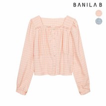 바닐라비 [바닐라비] 여성 프릴 스퀘어 체크 크롭 블라우스
