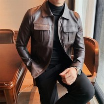 남자 트렌치코트 코디 롱코트 가을 겨울 신사복 바이커 가죽 자켓 슬림 잘 생긴 영국 트렌드 캐주얼 방풍 코트 의 한국어 버전 231