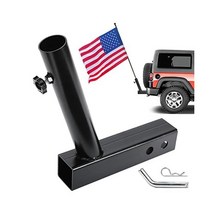 DenForste Hitch 플래그 폴 홀더 - 트레일러 트럭용 플래그 폴 히치 마운트 유니버설 핏 지프 RV 픽업 - 2인치 히치 리시버와 호환되는 각진 플래그 폴 홀더, 1개