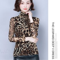 WAWAMOM(특허브랜드) 여자 호피무늬블라우스 여성 폴라 호피셔츠 오피스룩 정장블라우스 목폴라 긴팔셔츠 BTV30j