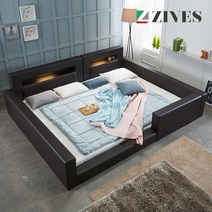 지베스 스테디 LED 둥지 패밀리침대(Q+SS)_라텍스50T, 초코