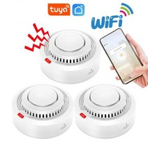화재 경보기 연기 감지기 수신기 Tuya 와이파이 알람 스마트 홈 흡연 센서 라이프 주거 보안 보호 시스템 소방관, 3PCS