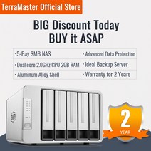 가정용nas nas서버 개인서버 nas하드 terramaster f5-221 nas 5베이 클라우드 스토리지 인텔 듀얼 코어 2.0ghz 플렉스 미디어 서버 네트워크 없음), 협력사