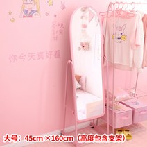 핑크 소녀 공주 여학생 방 전신 거울 아치형 이동식 바퀴달린 대형 드레스룸 옷방, 스탠드 전신미러(45x160cm)