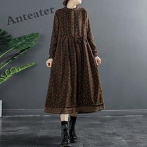 [Anteater]여성 겨울 잔꽃무늬 원피스 기모 빅사이즈 롱 원피스 A9fei1027LYQ1