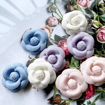꽃코사지 까멜리아 고급스러운꽃 4가지컬러 코사지옷핀만들기 헤어밴드재료, 하늘