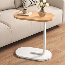 솔리드퓨어 침대 쇼파 거실 사이드 테이블, 화이트+우드
