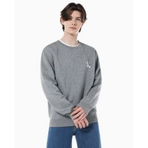 [빠른출고]/캘빈클라인 JEANS 남녀공용 그레이 릴렉스핏 스몰 모노그램 로고 기모 스웨트셔츠 J321585 P2D
