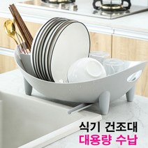[1+1] 물빠짐 360도회전 식기 건조대 자연배수 식기건조대, 그레이, 화이트