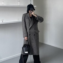 다잇템 여자 박시핏 울코트 모직 MAXI 오버랩 롱코트