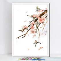 중국 꽃 모란 매화 국화 난초 diy 디지털 유화 손으로 채워진 컬러 유화 배경 벽 장식 그림, 3195 복숭아 꽃
