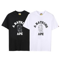 BAPE 조수 브랜드 티셔츠 드림 에이프 헤드 문자 패턴 인쇄 라운드 넥 풀오버 남성과 여성 느슨한 반팔