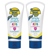 Banana Boat 바나나보트 아동용 100% 미네랄 티어프리 SPF 50 선크림 로션 6온스 2개 팩 250784, Lotion Twin Pack