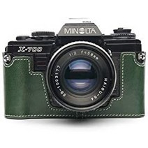 minolta x-700 케이스 핸드 스트랩(커피) 포함 minolta x-700용 bolinus 핸드메이드 정품 진짜 가죽 하프 카메라 케이스 가방 커버, 녹색