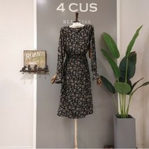 DB_ 4CUS 플라워 스모킹 브이넥 롱원피스 (FS1B7OP01194)