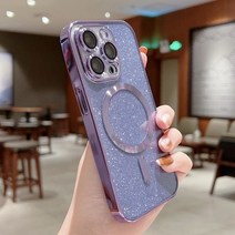 패딩수선패치 패딩패치 수선 옷수선패치 럭셔리 일렉트로플레이트 맥세이프 호환 무선 충전 휴대폰 케이스 아이폰 14 13 12 11 프로 맥스 플러스 소프트 범퍼 반짝이 커버, [07] 보라색
