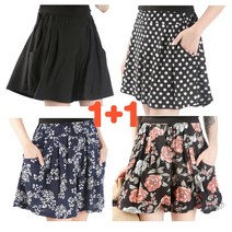 이선생마켓 시원한 여자 여름 반바지 5부 밴딩 스판 무늬 블랙 도트 통 와이드 주머니 쿨 반바지 1+1