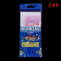칸지 가프 문어 헤루질 갈고리 어포기6개/대 Simulated Fish Skin String Hooks Sabiki Rig for Sea 빛나는, 08 14