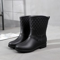 4컬러 퀄팅 패턴 베이직 여성 앵클 레인부츠 레인17여성장화 레인부츠 장마 비 우비, 240mm, 퍼플