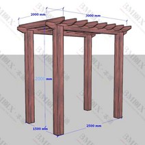 조립식 파고라 테라스 만들기 제작 옥상 원두막 정자, 길이 3  x 너비 2  x 높이 2