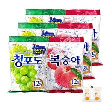 롯데 청포도캔디(153g) 3봉+복숭아캔디(153g) 3봉(+밀크츄 2개포함), 1세트