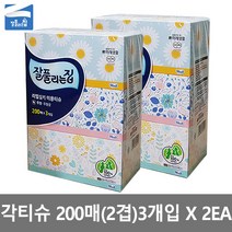 잘풀리는집 부드러운각티슈 200매-6개입 미용티슈 휴지 화장지 무형광 곽티슈 갑티슈, 200매, 6개입