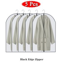 보관 커버 5/10Pcs 방진복옷 늘어뜨림 의류 드레스 옷 정장 셔츠 먼지 커버 홈 스토리지 가방 파우치 주최, 02 5 Pcs Black_04 60x140cm
