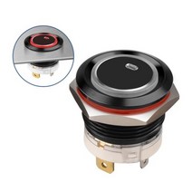 19mm 메탈블랙 방수 푸쉬락버튼-스위치 레드LED 9-24V