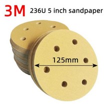 차량 세차 유지보수 100 개 3m 236u 5 인치 6 홀 사포 125mm 디스크 플로킹 라운드 공압 샌딩 머신 연마 패드 폴리싱 패드, 6 holes 240 grit+3M