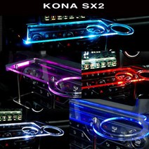 ArtX 코나 SX2 2세대 USB 5V LED 2단 차량용 무중력테이블 컵홀더 식탁 자동차 선반 핸드폰 거치대 수납용품, 그린, 포함, 일반형