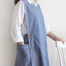빅사이즈 자수앞치마 (2color)어린이집 유치원 원피스, 청해지, 1개